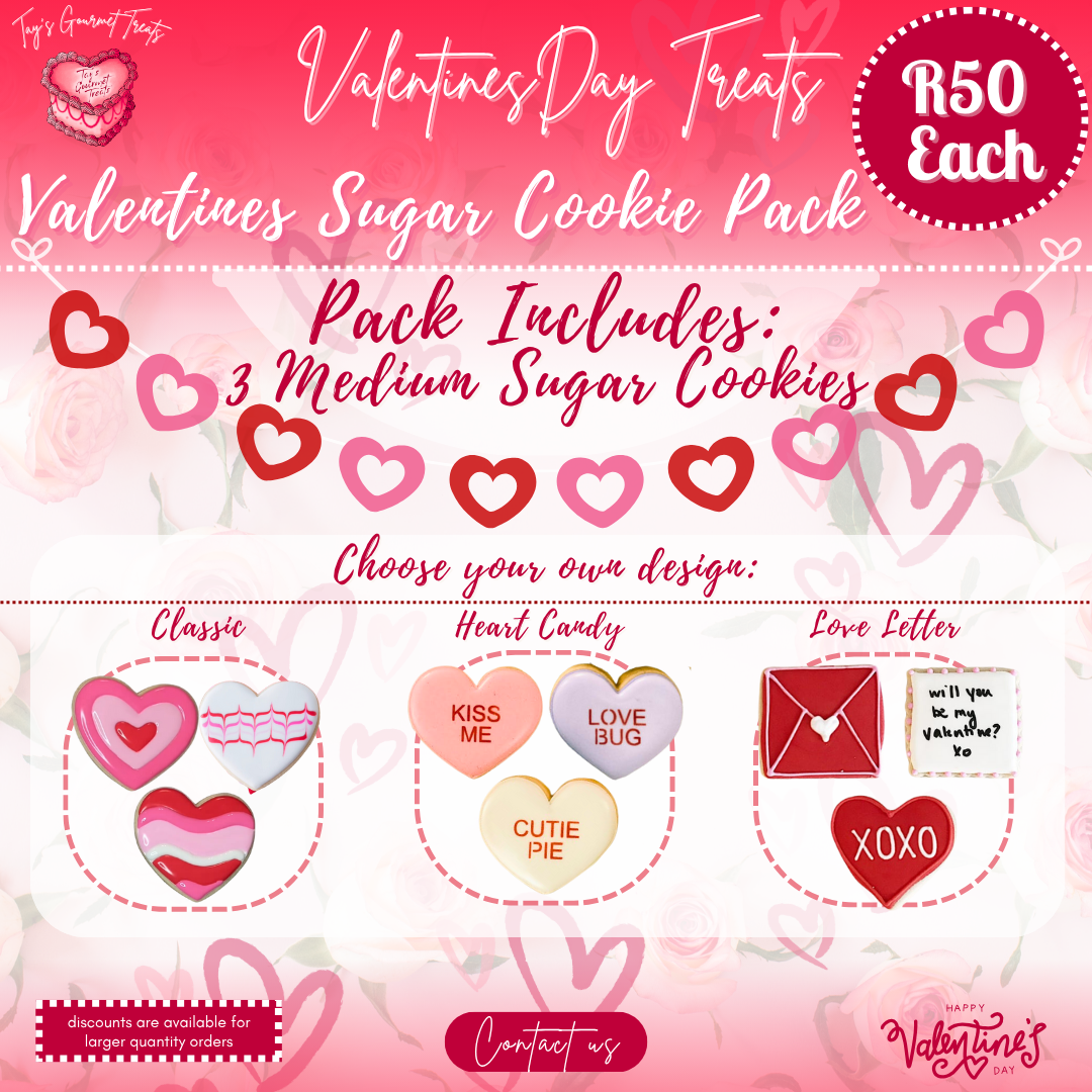 Valentine's Sugar Cookie Pack with romantic designs